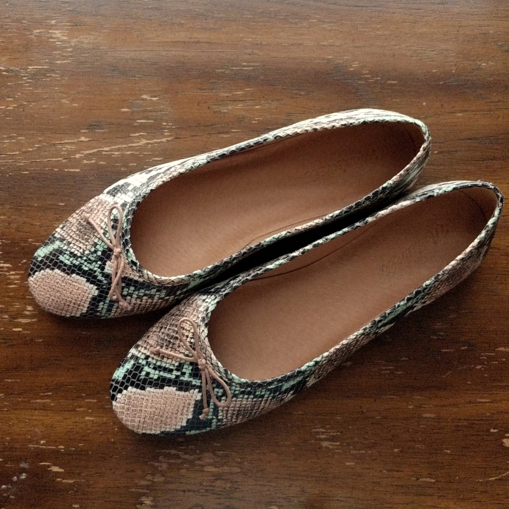 Madewell Adelle Ballet Flat, Snake Embossed Leather colorway. W sz 10.